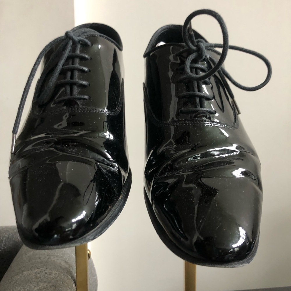 Saint Laurent Black Patent Lace Up shoes Sz 7 - Picture 11 of 11